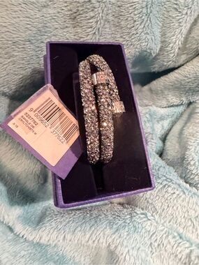 Swarovski Silver Crystal Pavé Double-Band Bracelet